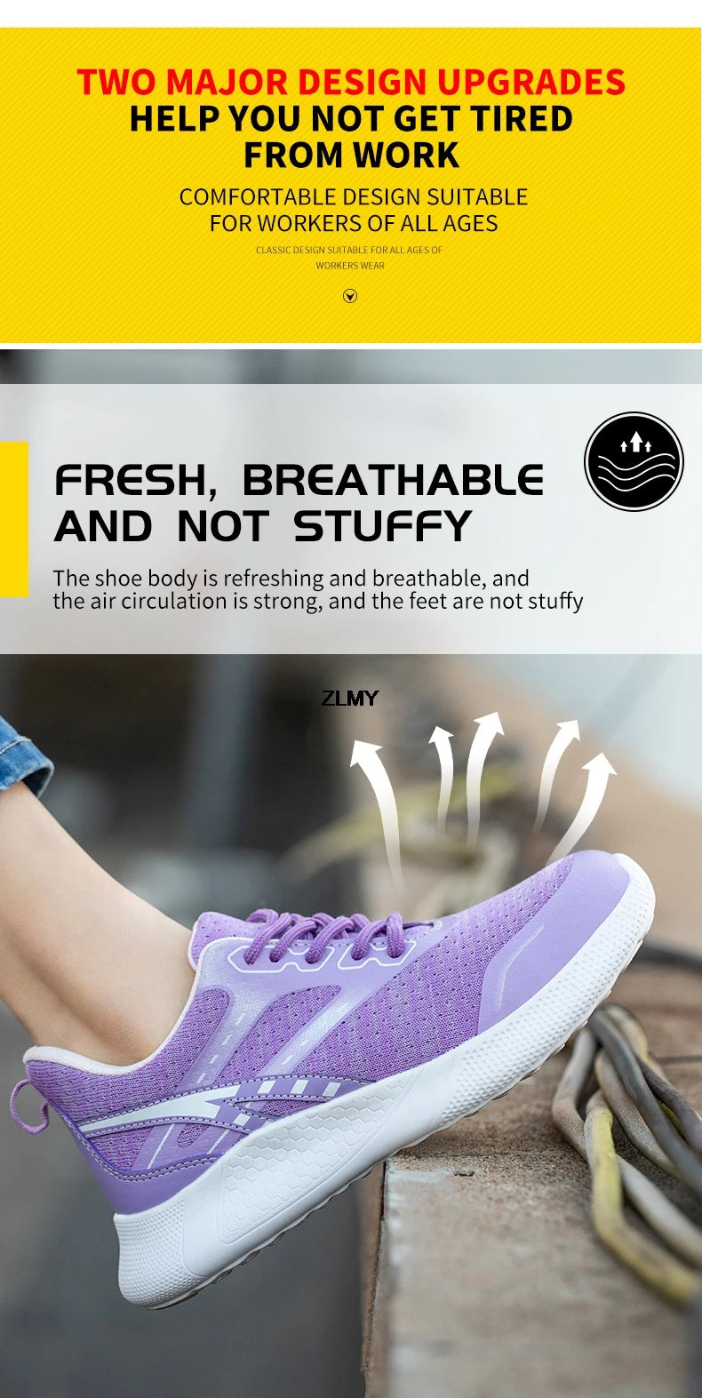ZLMY Neue Sicherheitsschuhe für Damen, Stahlkappen-Sneaker, leichte Arbeitsschuhe, durchtrittsichere Arbeits-Sicherheitsstiefel für Damen und Herren