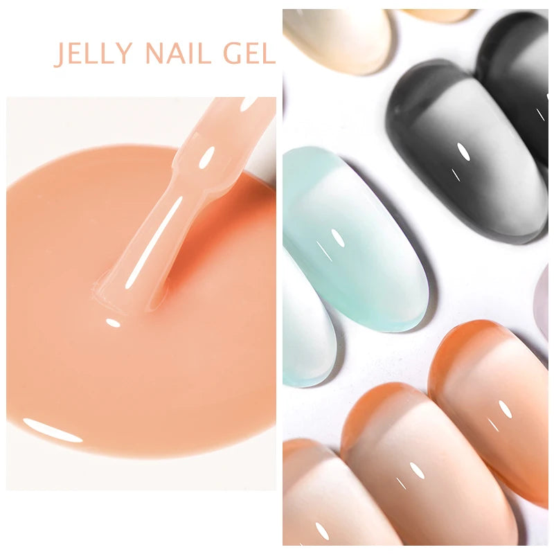 Mtssii 7ML Jelly Nude Gel Nail Polish Summer Light Pink Peach Translucent Color UV Light Cure Gel Varnish Nail Art DIY at Home