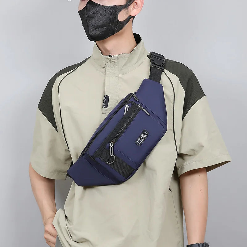 Unisex Multifunctional Waist Packs Large Capacity Waterproof Nylon Business Pack Trendy Crossbody Chest Bag for Travel Work