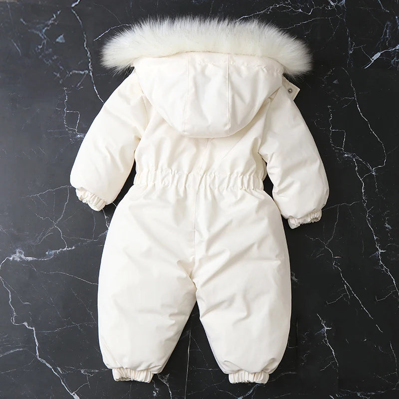 Baby-Skianzug Herbst und Winter Baby-Jumpsuit Warmer Plüsch Strampler für Jungen Baby-Mädchen-Kleidung Wasserdichte Kinderjacke