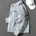 Jeans Coat for Men Letter Denim Jackets Man with Embroidery Light Designer Large Size Winter Oversize New in Korea Aesthetic L G
