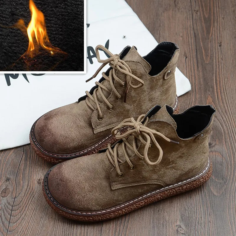 Careaymade-New Casual boots autumn&winter women's versatile big head doll shoes thick soled short boots flat soled women's boots