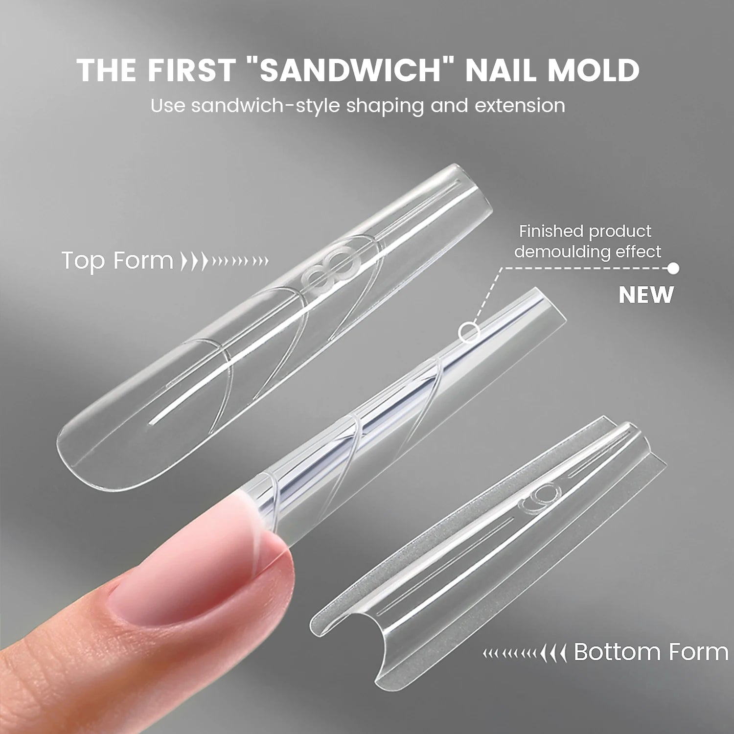 YOKEFELLOW Sandwich Dual Nail Forms 240pcs 15size NEW 2025 Extensions-Dual Forms Coffin Almond Nail Forms Top Mold Bottom Mold