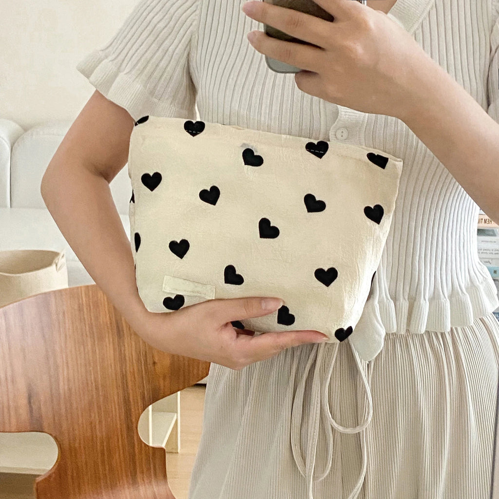 Large Capacity Female Cosmetic Bag Portable Travel Lipsticks Toiletry Sundry Storage Bag Canvas Makeup Bag Clutch Bag Handbags