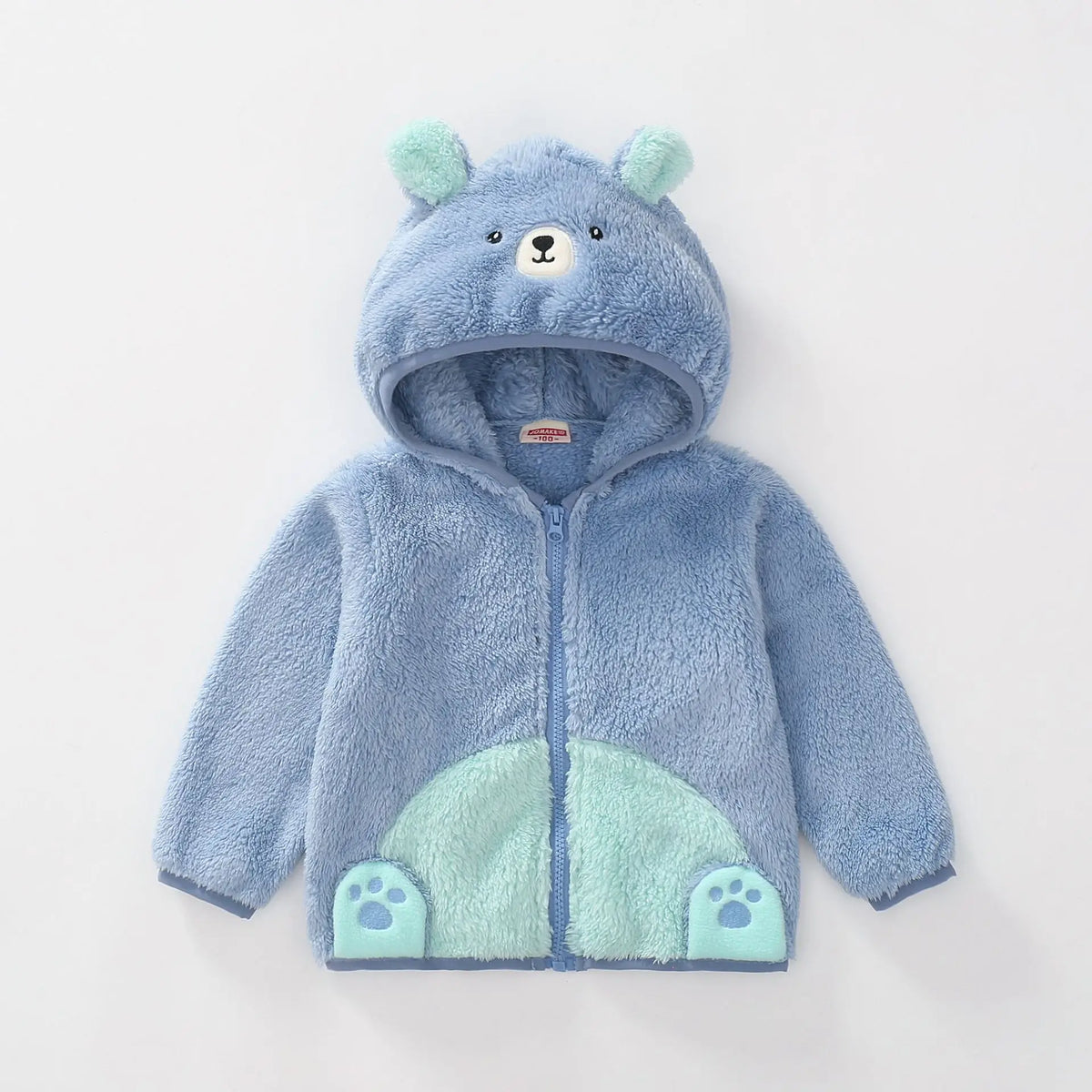 1 2 3 4 5 Years Autumn Winter Plush Boys Jacket Cute Ears Keep Warm Princess Girls Coat Hooded Zipper Outerwear New Kids Clothes