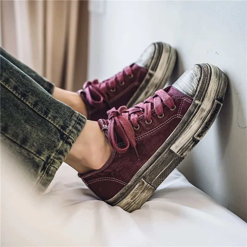 Schwarze Four Seasons Herren Stoffschuhe Modisch retro Make dirty style Freizeit Outdoor Party Street walking Jugend Schuhe