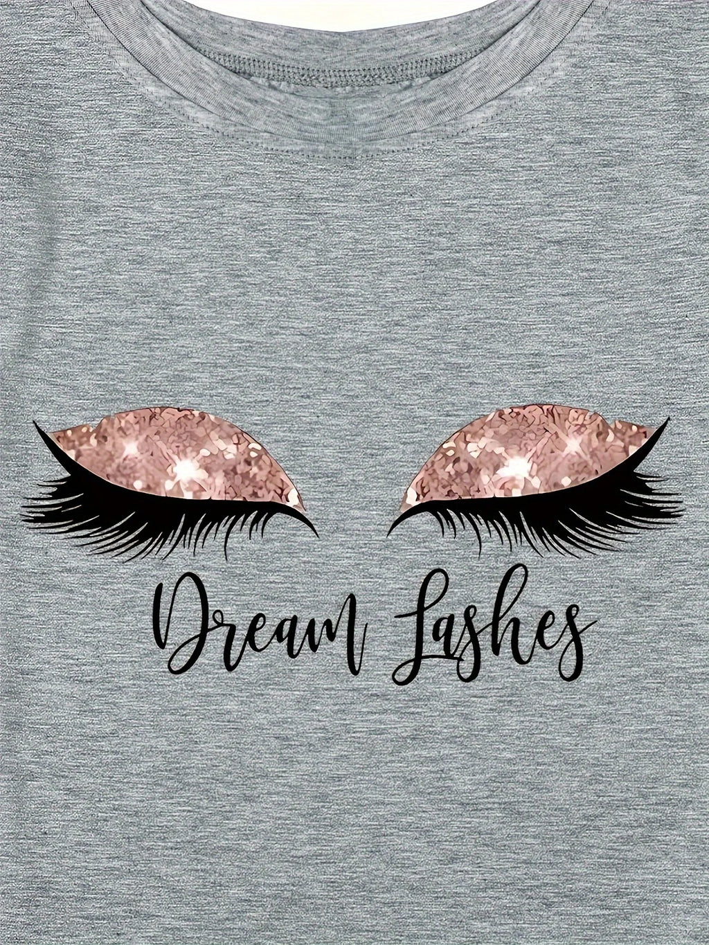 Summer Women's Creative Eyelash Pattern Printed Casual Large Round Neck Short Sleeve Comfortable Breathable T-shirt Top