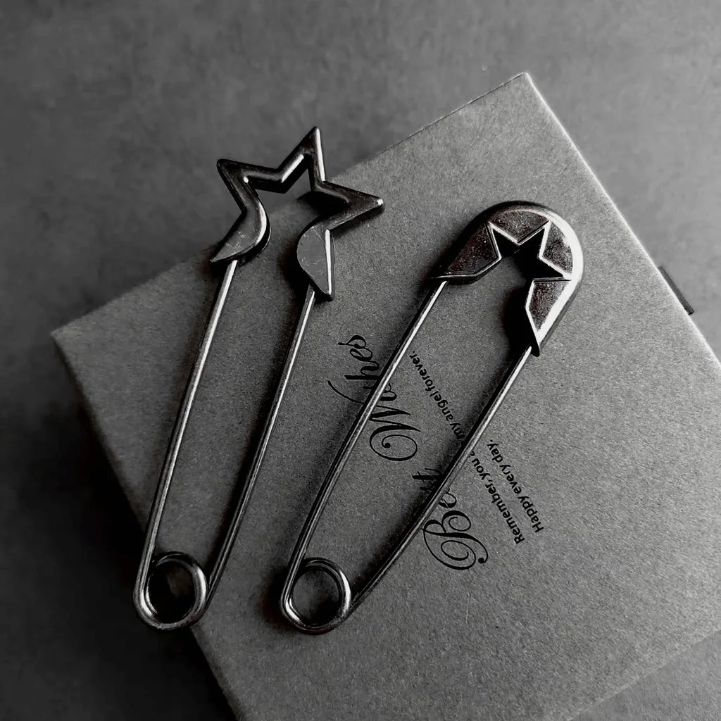 Multi-purpose Metal Pins 55mm-83mm Large Black Metal Safety Pin Woman's Scarf Clothing Adjustable Pins