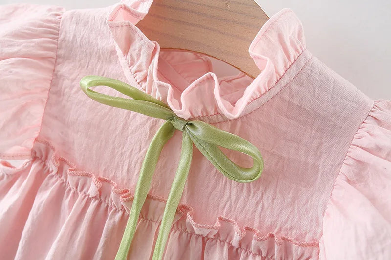 9-Month-4 Years Old Pink Ruffled Sleeve Baby Girl Dress, Summer New Soft And Comfortable Children'S Sleeveless Clothes