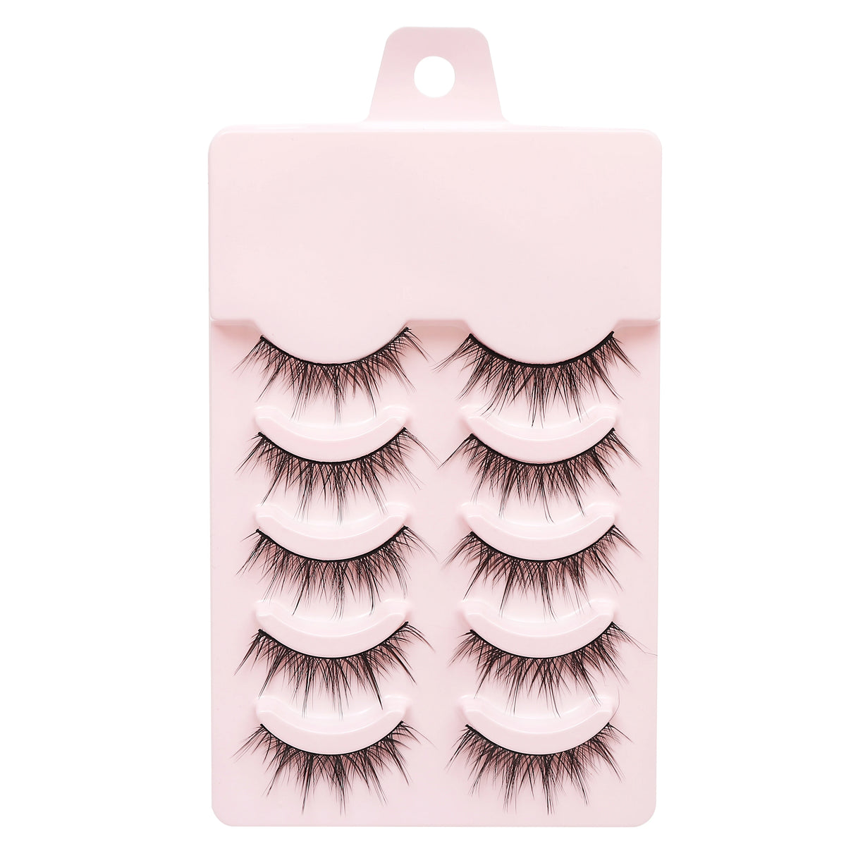 LTWEGO Fake Eyelash Mink Lashes 5 Pairs Little Devil Eyelashes Natural Daily Makeup Manga Eyelashes Clear Band Eyelashes Cilios