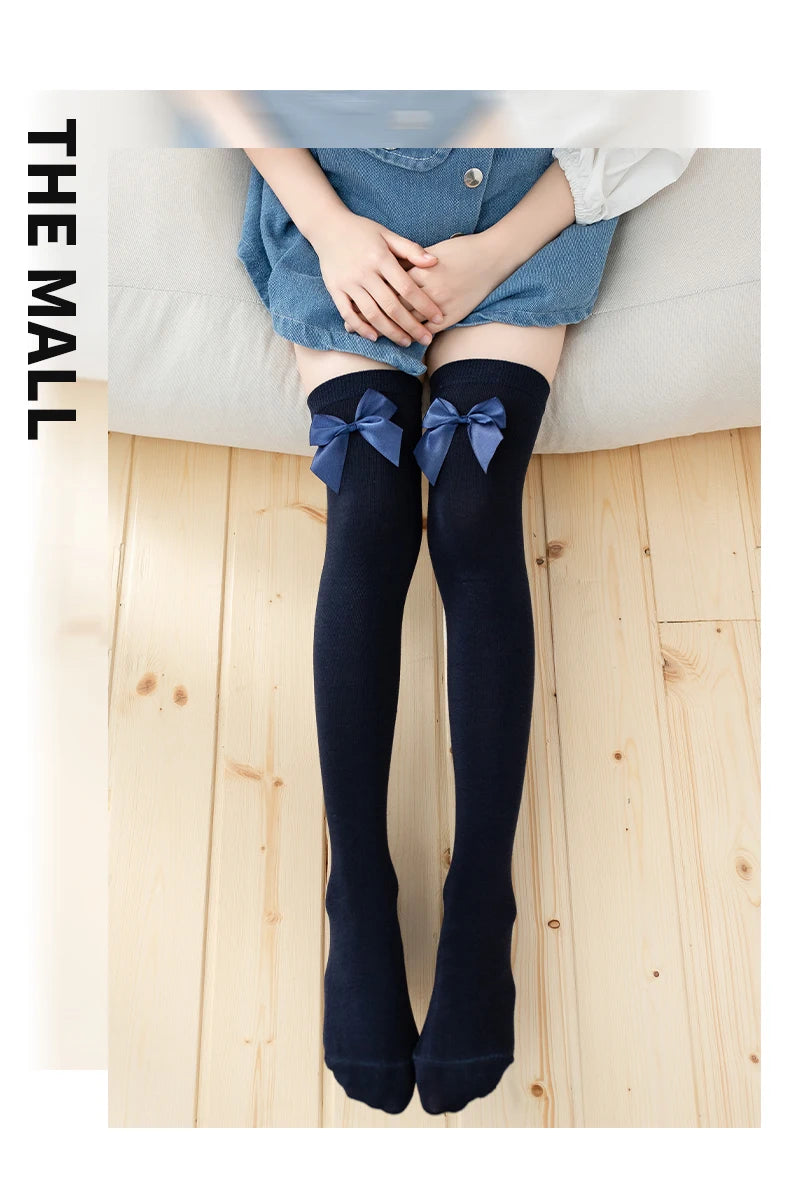 Kids Girls Soft Cotton Warmer Long Kawaii Socks Princess Baby Over The Knee High Socks Cute Bow Child Students Tide Stockings
