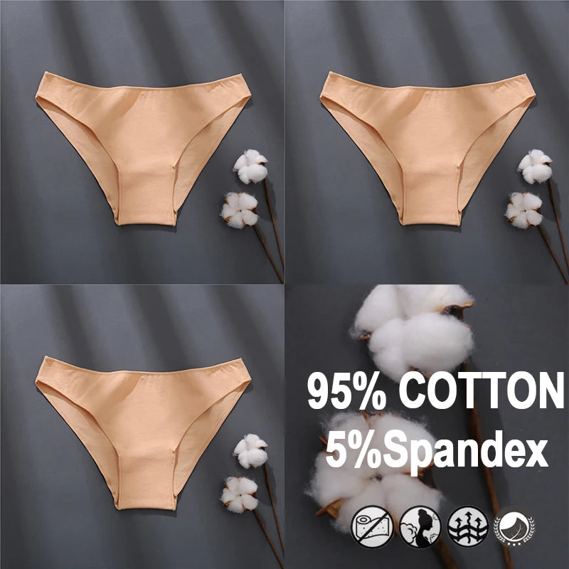 Women Sexy Cotton Panties Solid Color Underwear Simple Style Briefs Low Waist Breathable Panties Female Soft Intimates Lingerie