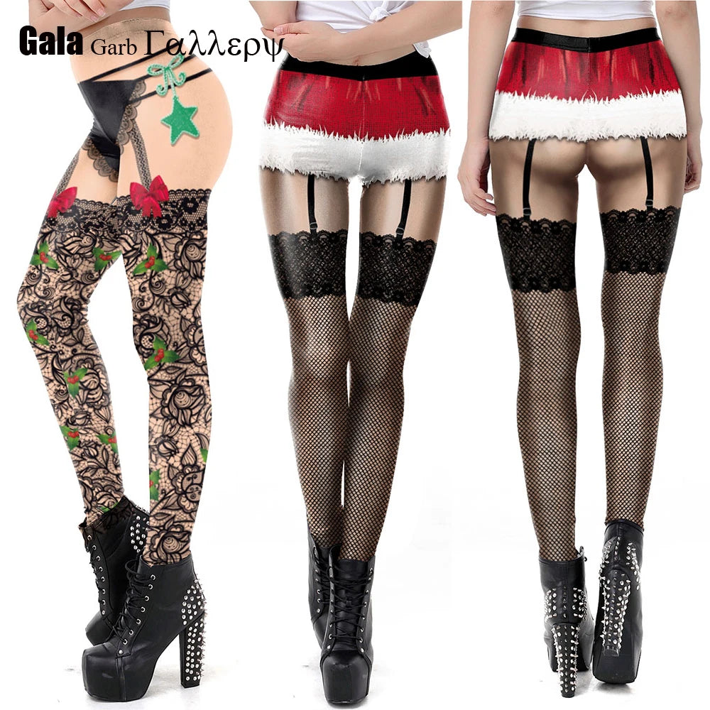Merry Christmas Leggings for Woman Green White Stripe Pattern Pants Xmas Party Pants Girls Sexy Tights 3D Print Fitness Workout