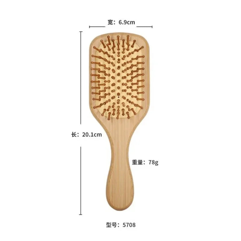Natural Bamboo Hair Brush Comb Paddle Improve Hair Growth Anti-Static No Hair Tangle Comb Air Cushion Combs For Scalp Massage
