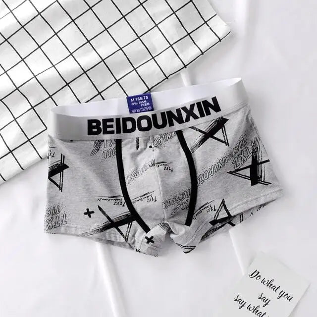 Thin Elastic Waistband Youth Boxer Panty Letter Print Men Boxer Shorts Loose Men's Unddrwear Cotton Male Boxer Underpants