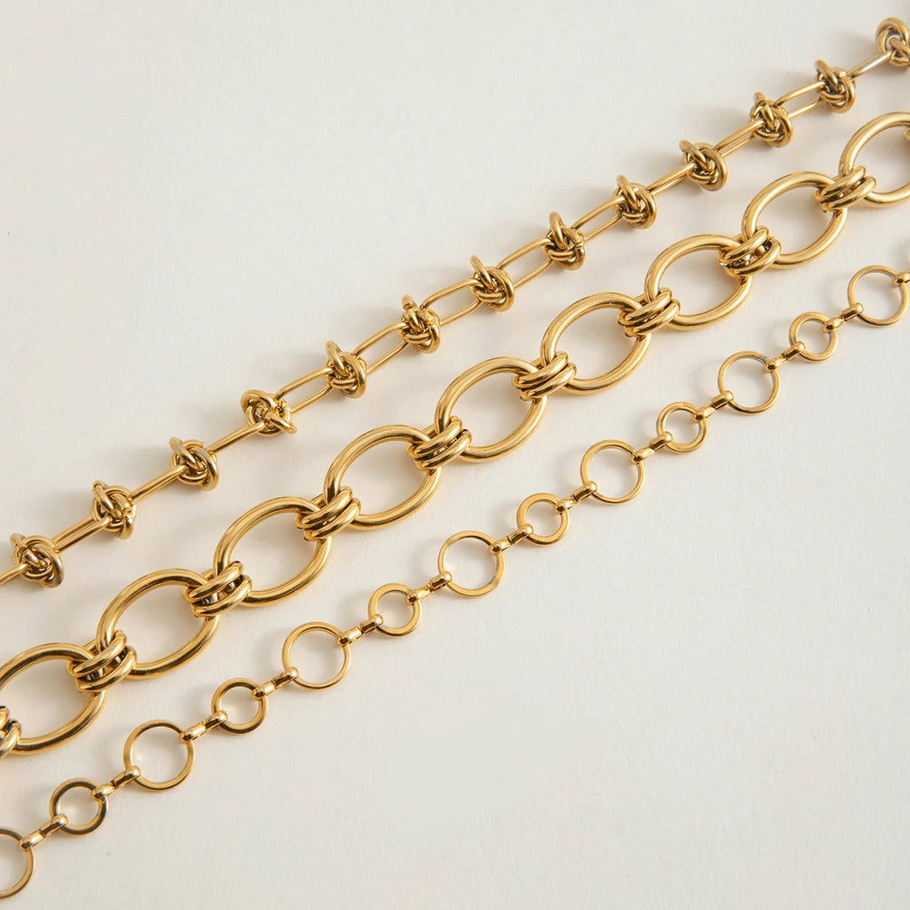 Youthway New Design DIY Chain Necklace 18K Gold Plated Stainless Steel Metal Knot Chain Hollow Necklace Accessories Gift For Her
