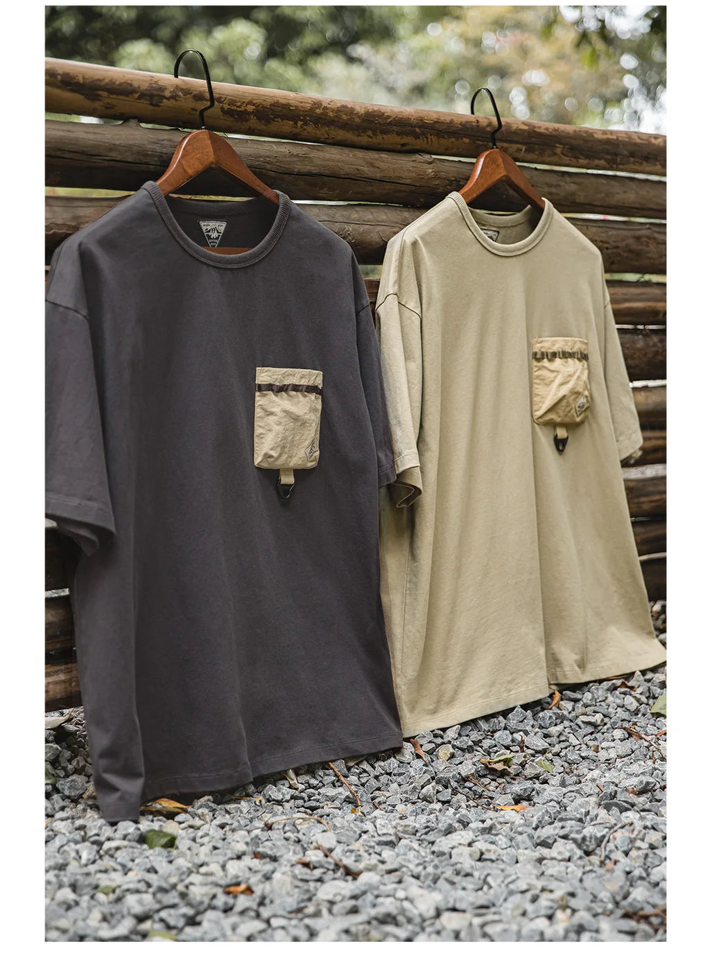 Maden Casual Outdoor Spliced Pocket Short Sleeve T-Shirt Men's Summer Loose Fit Breathable Round Neck Tee Comfortable Street Top