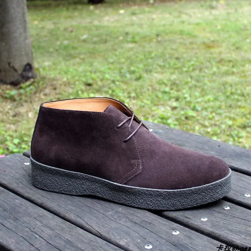 Careaymade-British Vintage 100% Genuine Leather Casual Shoes Lace-up Retro Business Thickness cow suede Workwear Men's Shoes