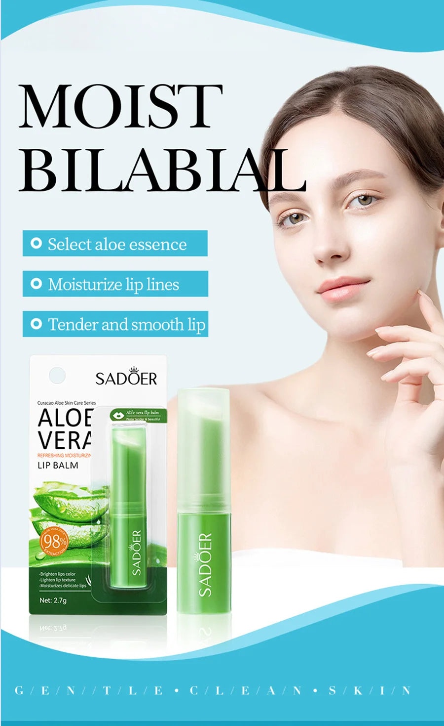 Aloe Vera Lip Balm+Hand Cream Dry Skin Moisturizing Lipstick Hand Cream Compact And Portable, Keep Skin Moist Shiny At All Times