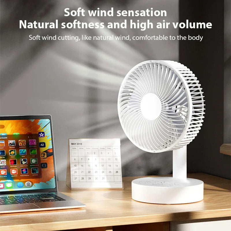 Rechargeable Desk Fan 4 Speed Adjustable Desktop Table Fan with Strong Wind Height-adjustable Portable Fan For Office Dormitory
