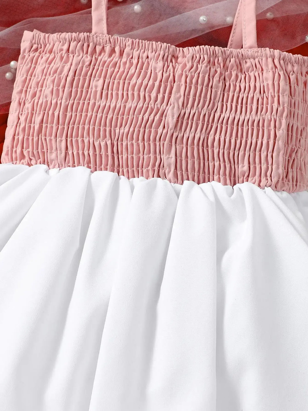 0-3 Year Old Newborn Baby Girls Summer Sleeveless Bow Strap Pink Patchwork White Fashionable Party Dress