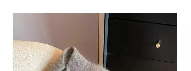 Grey Vintage Sweater Cardigans For Women Autumn New High Collar Double Breasted Knitted Coats Simple Elegant Female Knitwear Top
