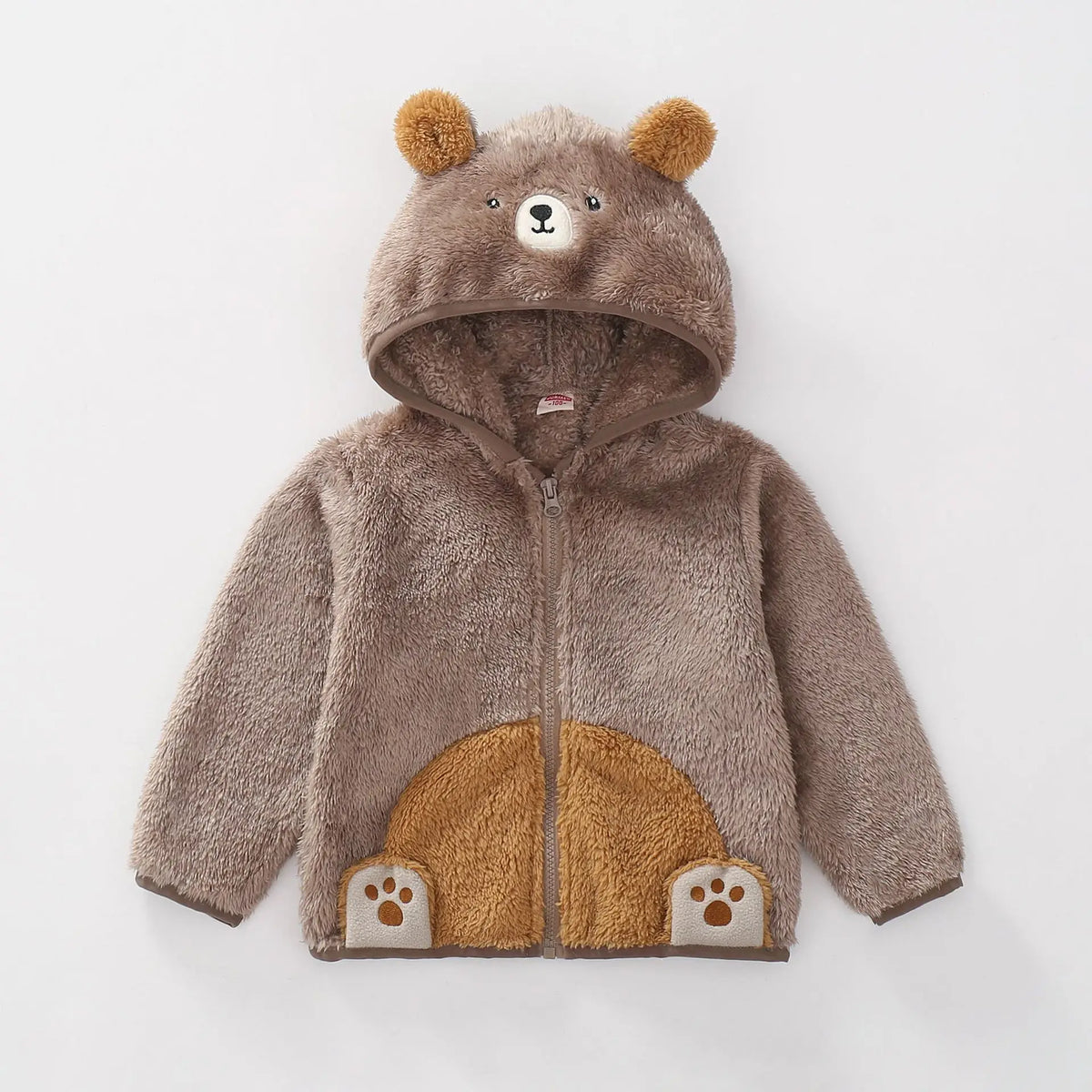 1 2 3 4 5 Years Autumn Winter Plush Boys Jacket Cute Ears Keep Warm Princess Girls Coat Hooded Zipper Outerwear New Kids Clothes