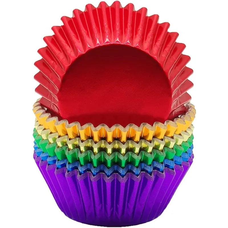 Rainbow  Colors Standard Cupcake Liners Muffin Foil Paper Baking Cups, 120-Count