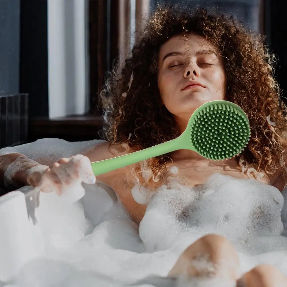 Long-handled Bath Brush Non-Slip Exfoliation Silicone Scrubber Double-Sided Scrub Body Cleaning Tool
