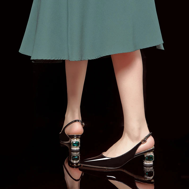 【JOCHEBED HU】2025 Newest Spring Summer Shoes Woman Sexy Brand Genuine Leather Shallow Pumps Pointed-Toes Strange Style  33-46