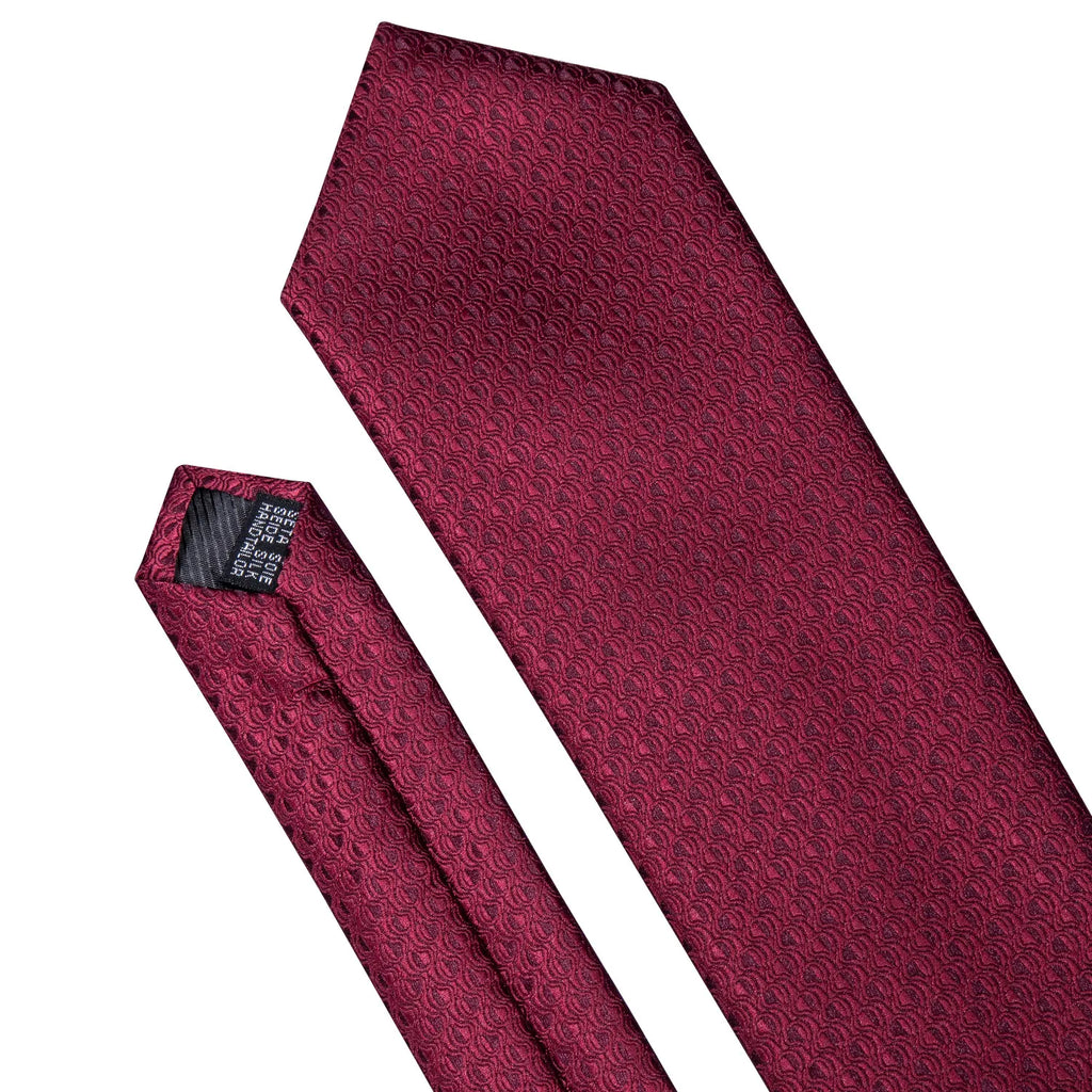 Burgundy Mens Tie Hanky Cufflinks Brooch Set Jacquard Red Wine Maroon Necktie Collar Pin For Male Wedding Events