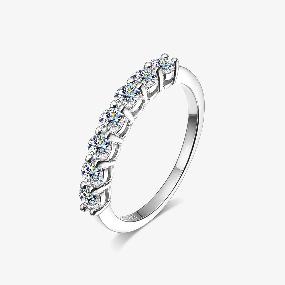 OEVAS 7 stones Each 3MM Moissanite Wedding Rings For Women S925 Sterling Silver Engagement Party Fine Jewelry Gift Wholesale