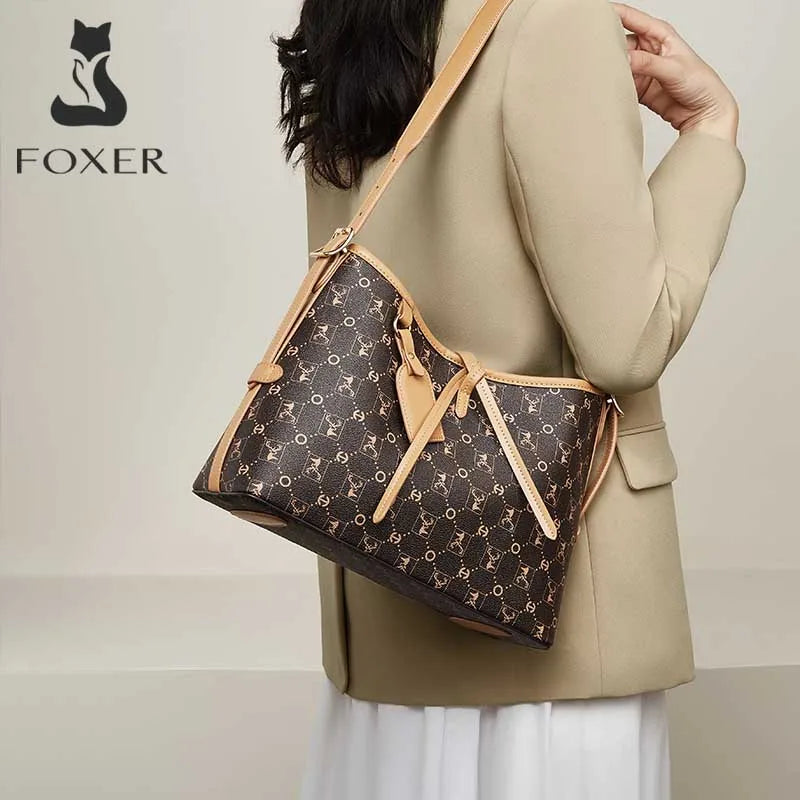 FOXER Women Tote Shoulder Bag Fashion Signature Lady Handbag Purse Chrismas Gift