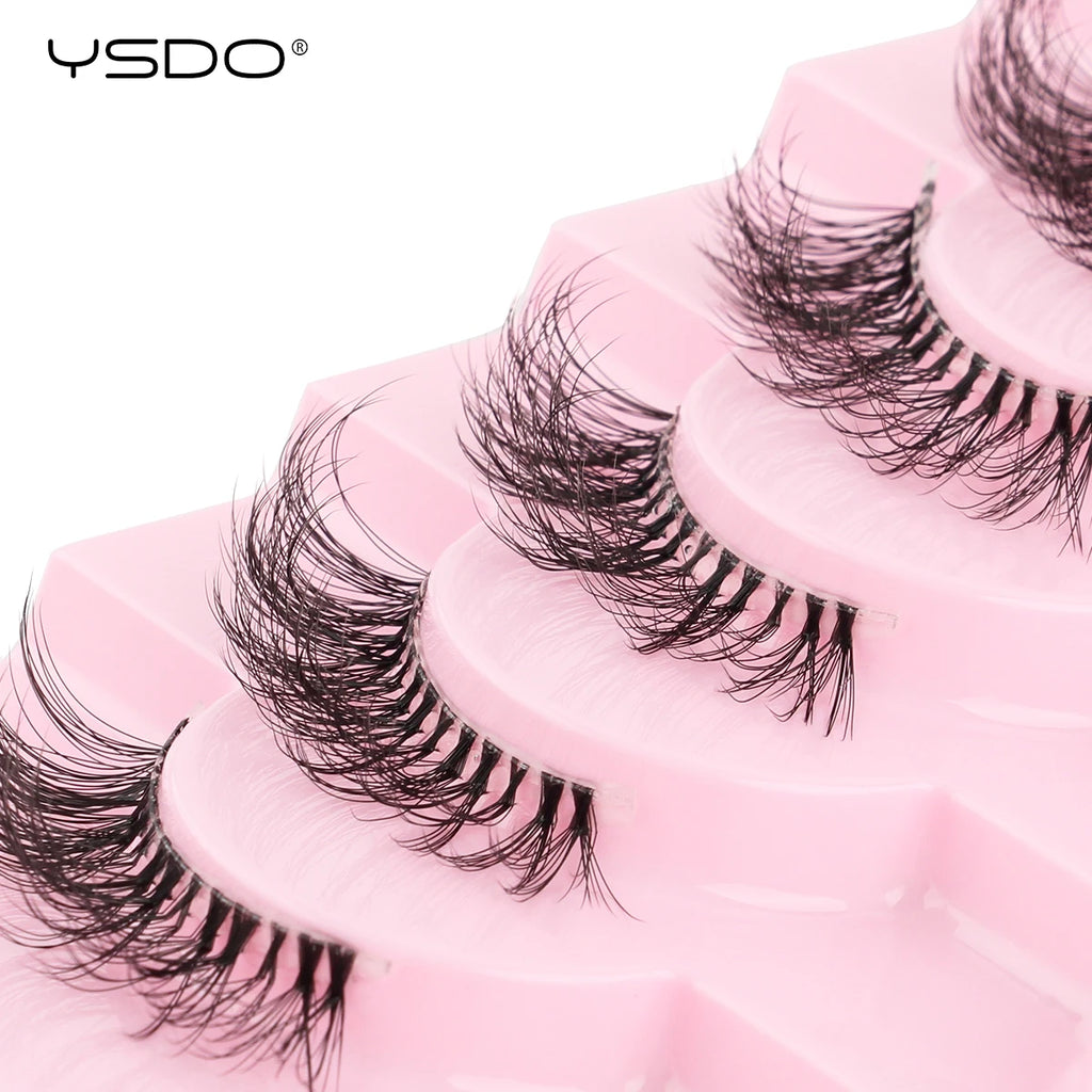 YSDO Halb-Wimpern 5/7/10 Paare Nerzwimpern Natürliche Falsche Wimpernverlängerung Make-up Wispy Katzenwimpern Künstliche Wimpern Maquiagem Cilios