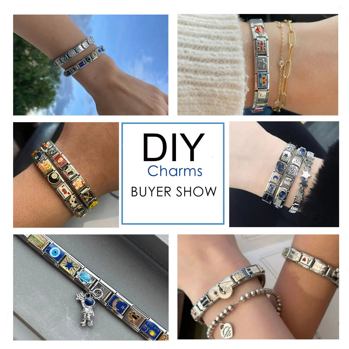 Evil Eye Kiss Poker DREAM Star Personalized DIY Colorful Italian Charm Bracelet Fit 9mm Stainless Steel Bracelet Jewelry Gift
