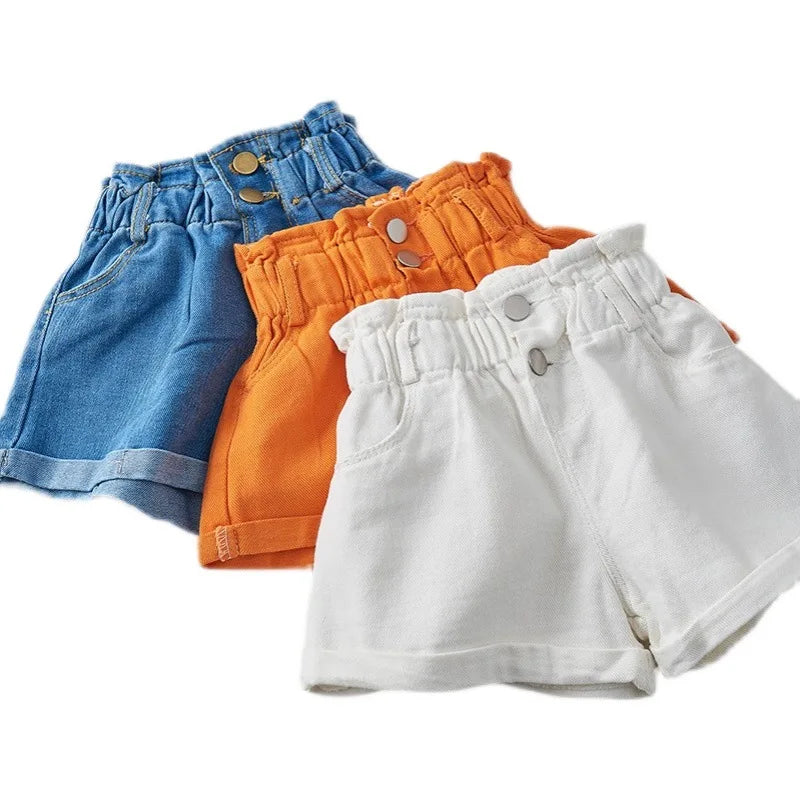 Korean Style Kids Girls Jeans Shorts1-7Y Children Short Girls Summer Clothing Cotton Soft Fashion Denim Shorts Clothes Baby Girl