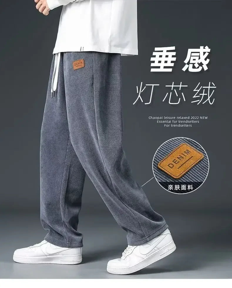 Y2k Korean Men Basic Blank Solid Baggy Joggers Running Sports Pants Trousers Casual Grey Jogging Pants for Men Drawstring Pants