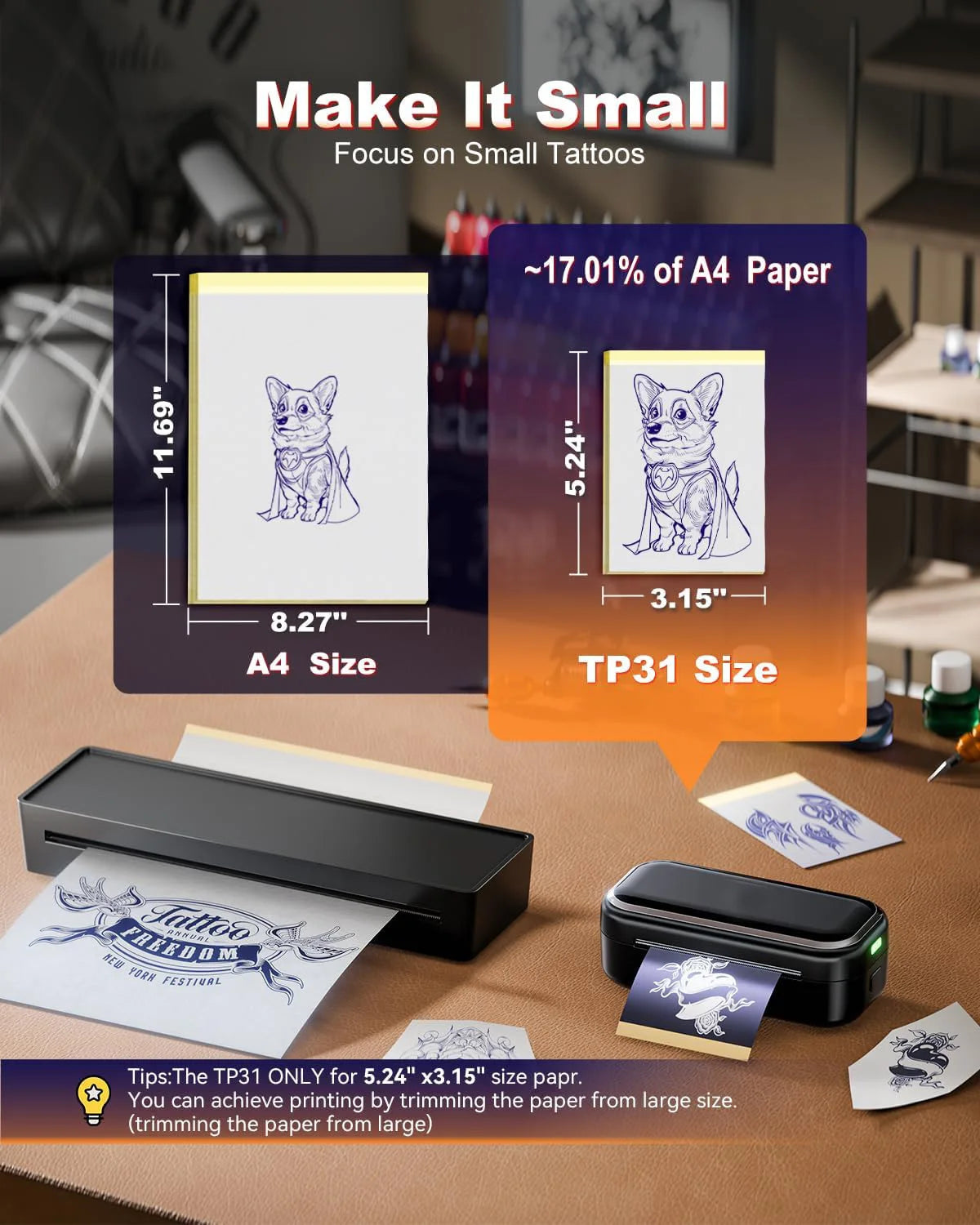 100 hojas papel de transferencia para tatuajes 80mmx300mm papel plantilla adecuado para impresora térmica de tatuajes MR3 TP31 Accesorios de tatuaje para artistas corporales