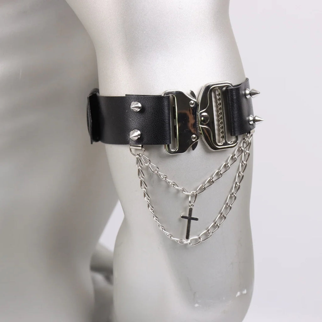 Men's Hip Hop Belt Gothic Faux Leather Arm Cuff with Decorative Tassels for Christmas Halloween Carnival Party Fashion Belt