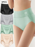 4 pcs High Waisted Tummy Tightening Women's Panties Hip Lifting Girdle Comfortable Cotton Skin-friendly Breathable Skin-friendly