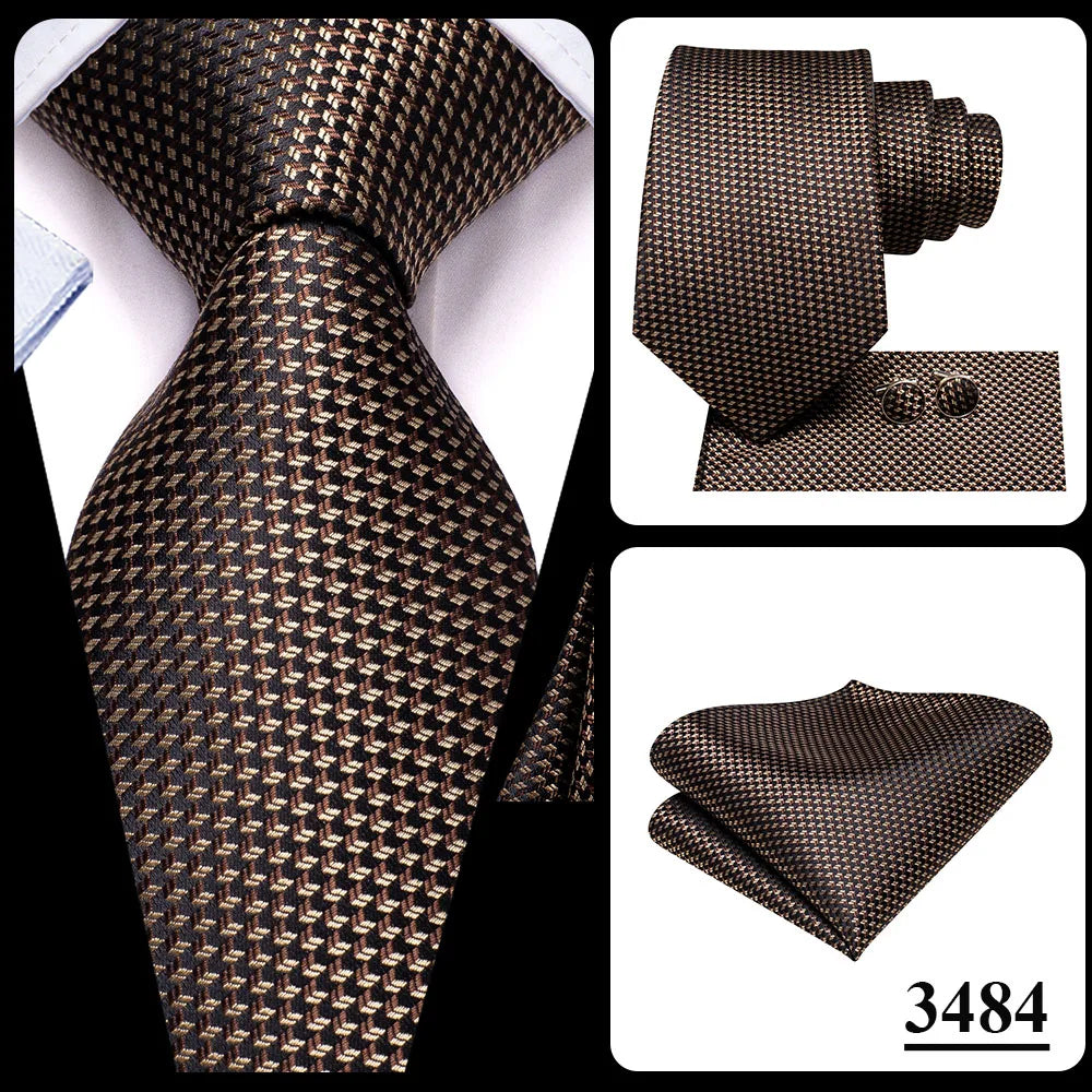 Hi-Tie White Grey Paisley 2026 New Mens Tie Hanky Cufflink Set Necktie For Men Wedding Party Business Men Tie Fashion Brand
