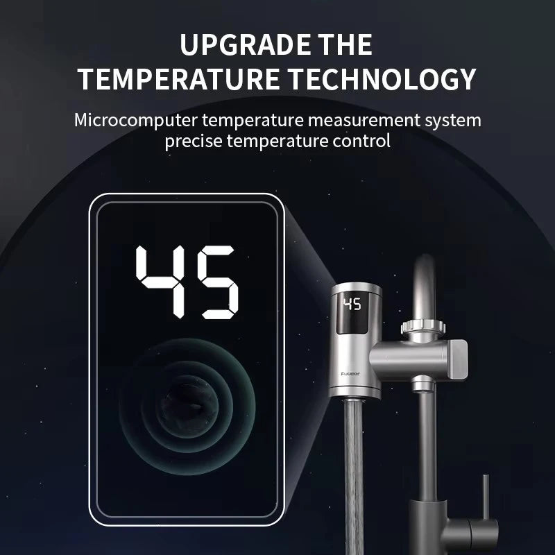 Fudeer Electric Water Heater Tap Instant Hot Water Faucet Heater Cold Heating Faucet Tankless Instantaneous Water Heater