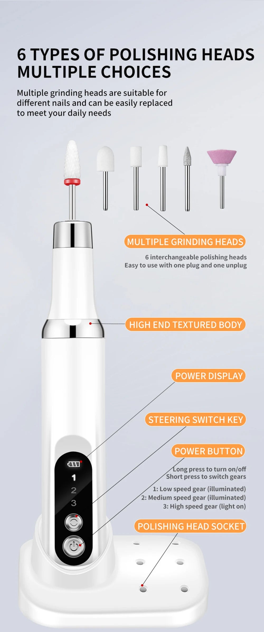 Electric Nail Drill Machine Portable Mini Gel Nails Polishing Removal Tool Rechargeable Nail Drillsfor Home Manicure Salon Use
