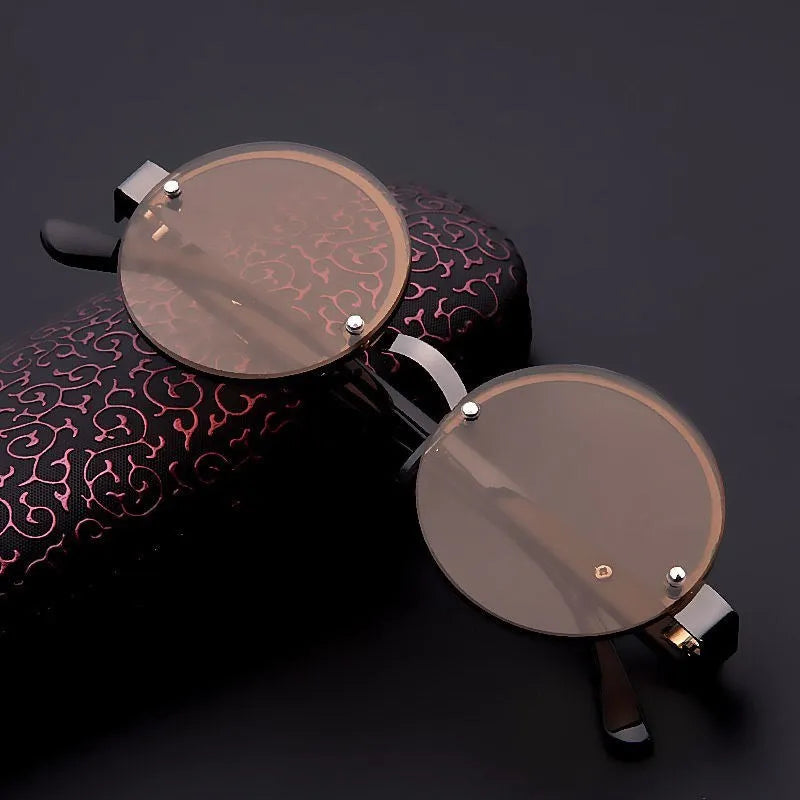 Retro Reading Glasses Men HD Anti-fatigue Round Brown Natural Crystal Glass Stone Reading Glasses Female Trendy EyeGlasses