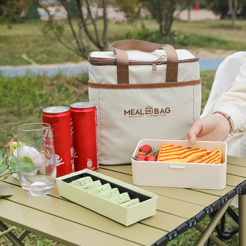 Portable lunch bag food insulated box Waterproof shoulder strap insulated box, hand-held lunch box bag, fresh aluminumA-DH