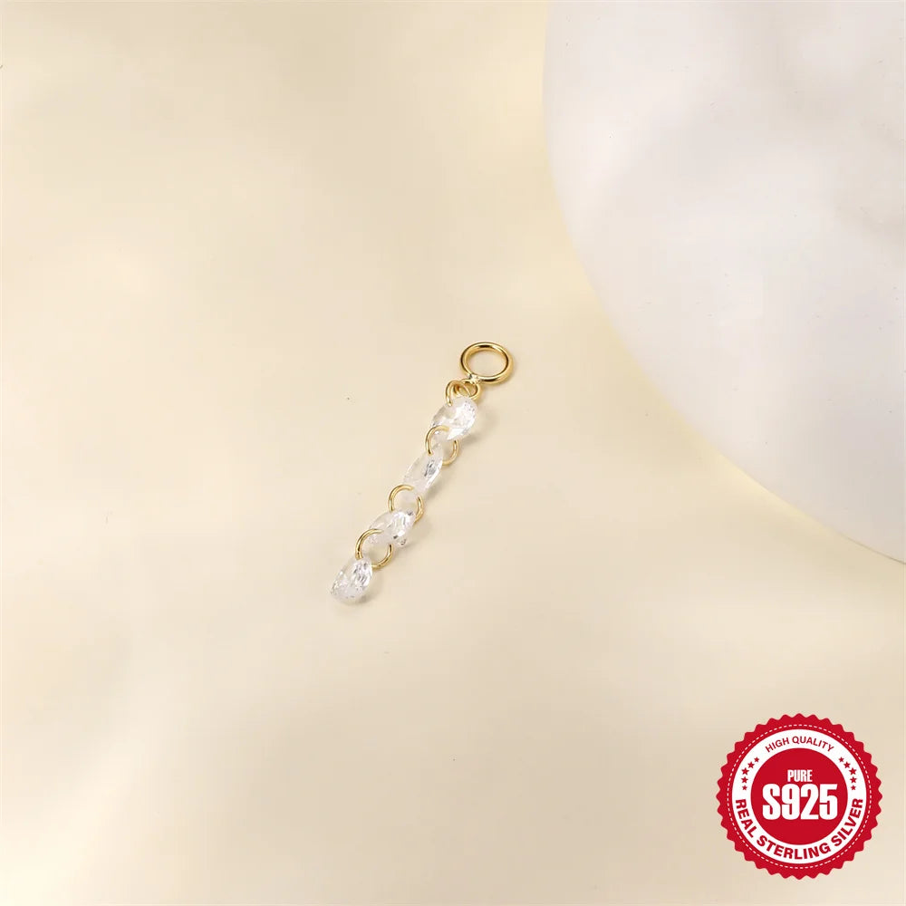 CANNER 1PC Tassel Chain Star Moon 925 Sterling Silver Flat Head Piercing Earring For Woman Ins 14K Gold Plated Dainty Jewelry