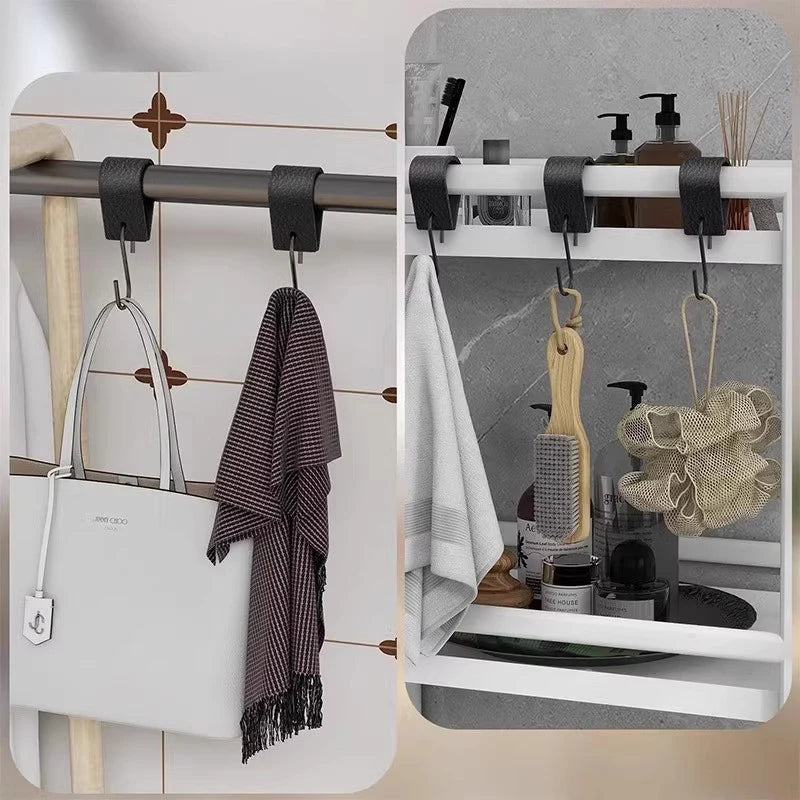 5/10/15/20pcs Leather S Ring Hooks,Multifunctional Stainless Steel Coat Hook for Hats Cap,Bedroom Kitchen Bathroom Hanging Hooks