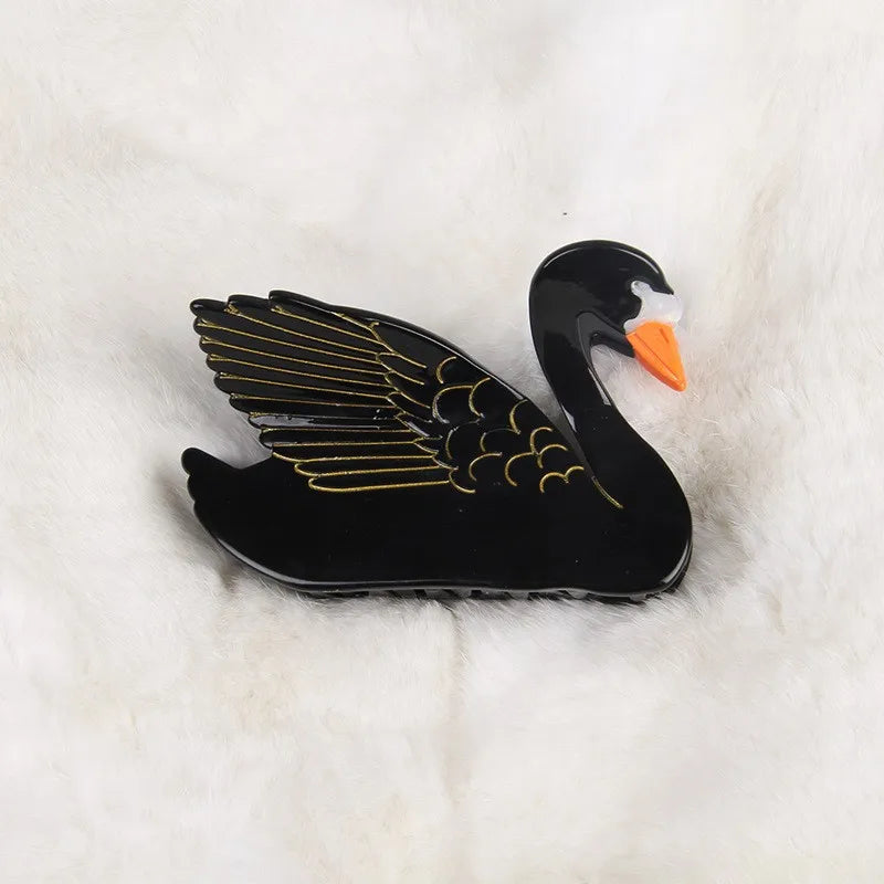 New Cute Animal Hair Claw  Acetate Pig Swan Hair Clips Fun Cartoon Cow Chicken Grab Shark Clips  for Women Hair Accessories