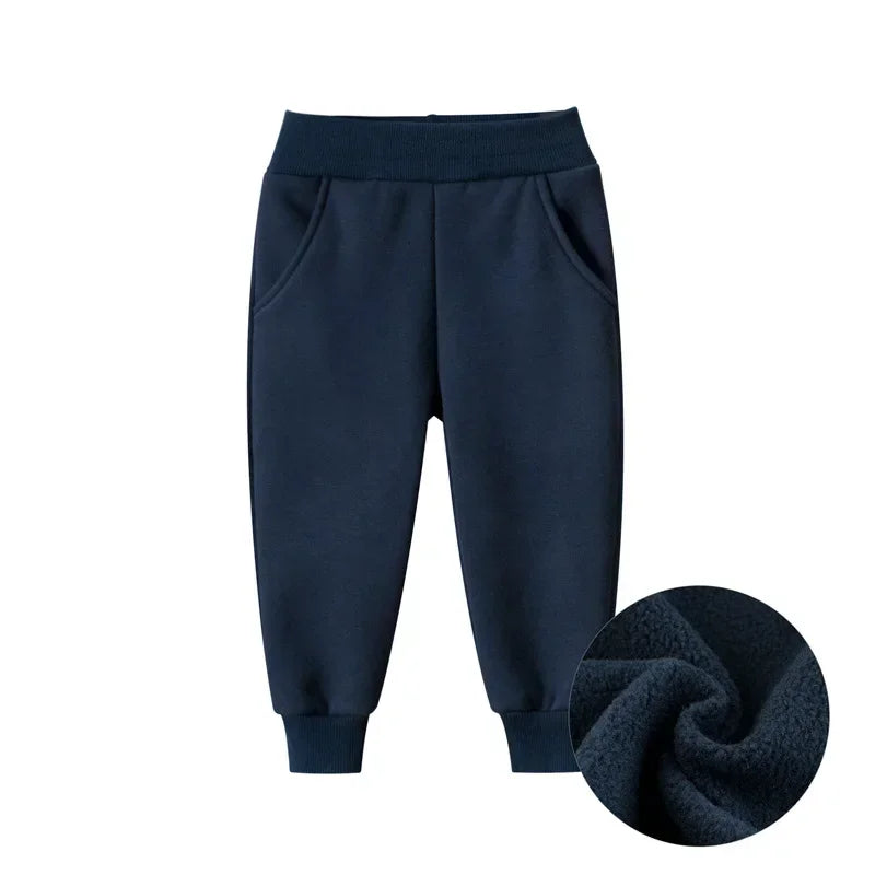 Pantalones de chándal gruesos y cálidos de felpa de invierno para bebé niño de 2 a 8 años, pantalones deportivos para niños pequeños