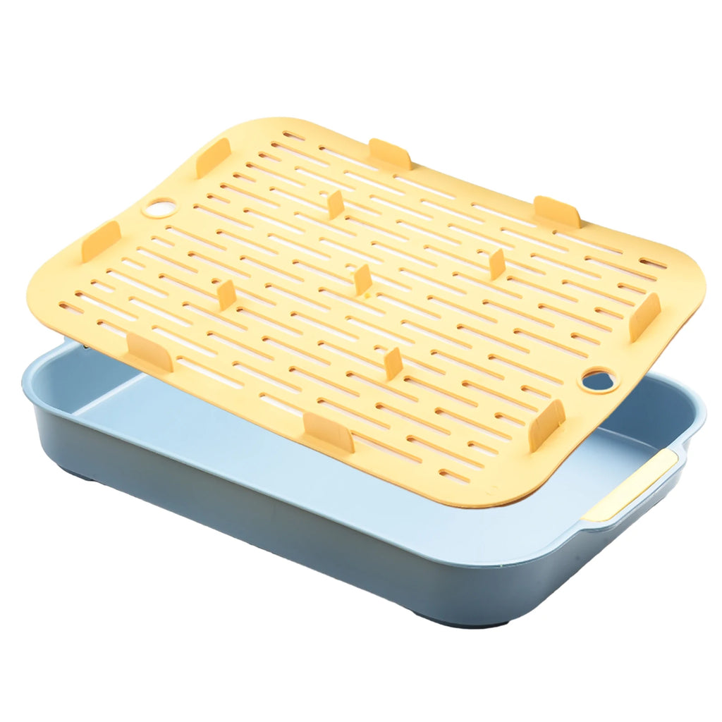 Tray Rabbit Litter Tray Smooth Corner Detachable Design Heightened Grid Design White Blue For Pet’s Training For Pet’s Training